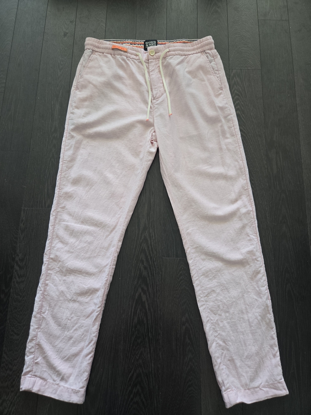 Scotch & Soda Warren Linen Cotton Blend Jogger Chino Pants Pink 33/32